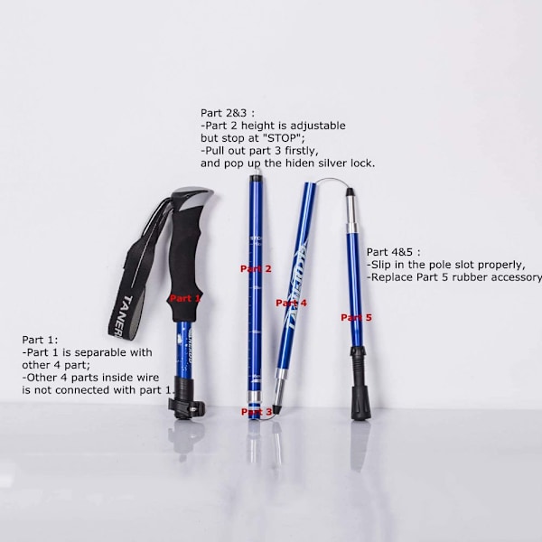 Vandrestave, foldbare trekkingstave, justerbare Nordic walking stave