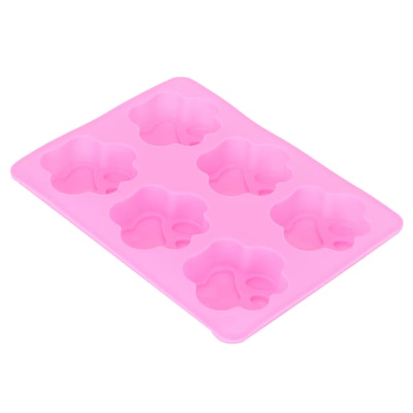 6Grid Rosa Kattekloform Tegneserie DIY Håndlaget Kake Sjokolade Brødform for Baking