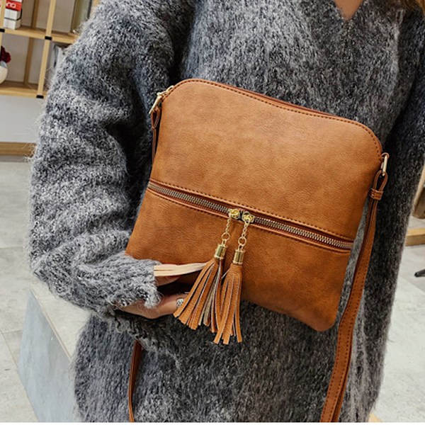 Modetaske til kvinder med frynser, lille taske, afslappet, bærbar messenger-skuldertaske
