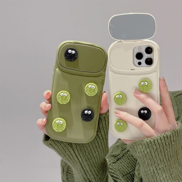 Passer til iPhone 14 Pro Max, 14 Pro, 14, 14 Plus mobiltelefondeksler - enkel flip med speil