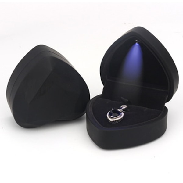 LED smyckeskrin presentask elegant sammetshalsband hänge ask armband ask med LED-ljus för smyckendisplay bröllop förlovning Alla hjärtans dag