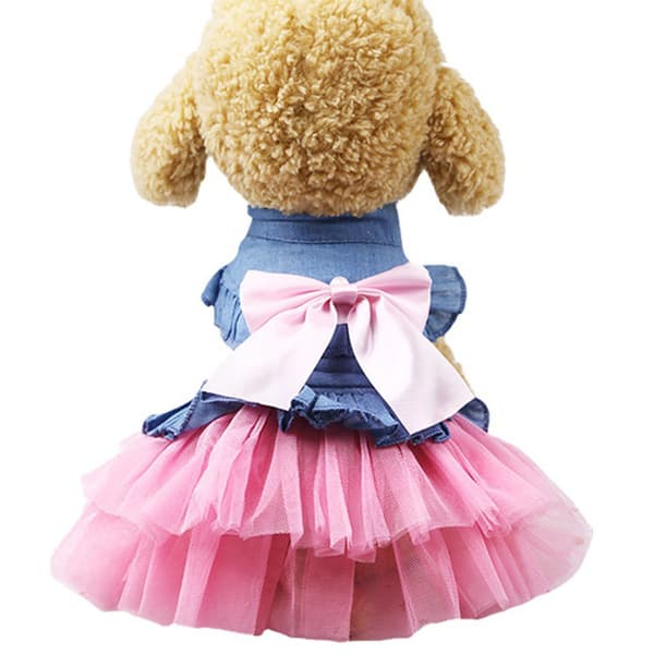 Hundprinsessklänning Husdjurskläder Hundbröllopsklänning Denimklänning