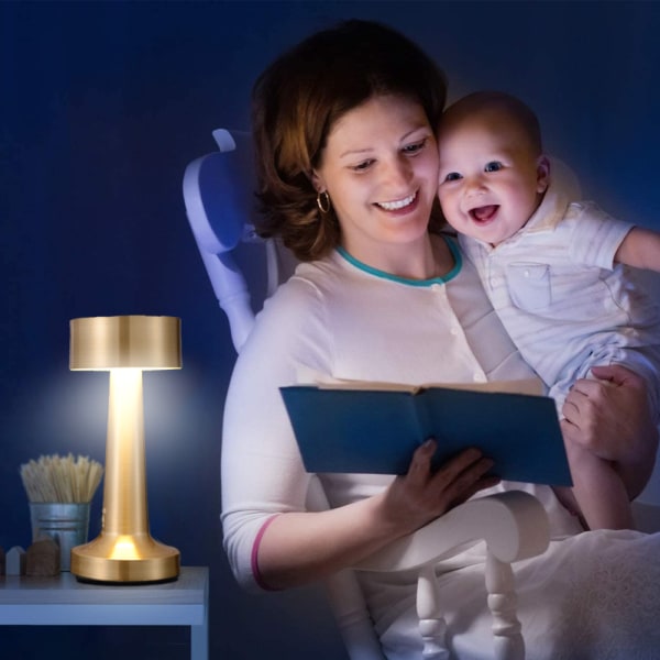 Bærbar LED Bordlampe med Touch Sensor, Genopladelig, Natlampe til Børneværelse, Natbordslampe