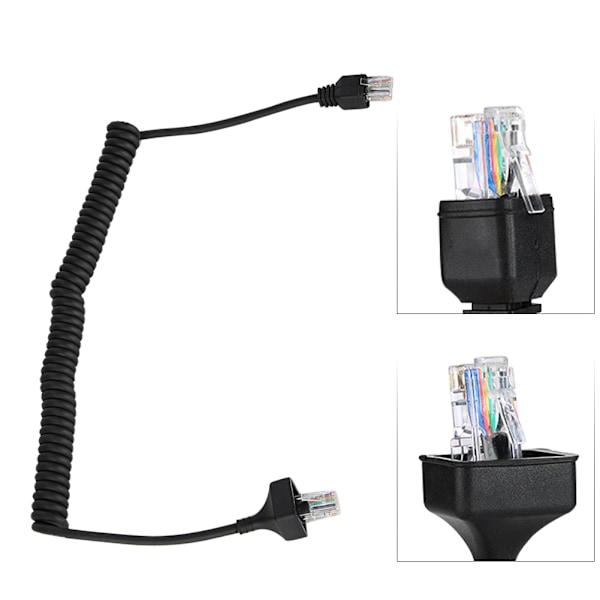 8 Pin 50cm Mikrofonkabelledning til Kenwood Radio Sort