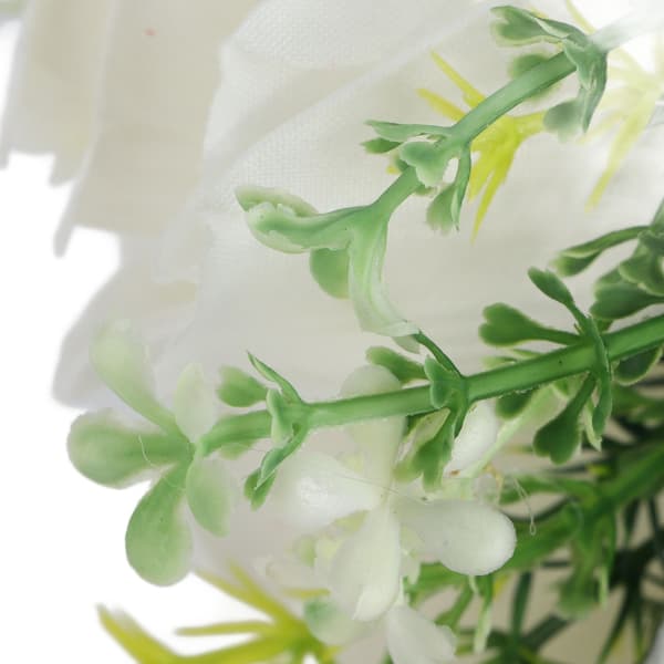 Kunstig Brudebuket Silkeblomst Simuleret Rosebuket til Bruden Holder Blomster Mælkehvid