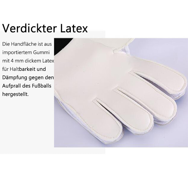 Målmandshandsker til børn, teenagere og voksne, skridsikre med stærk beskyttelse af fingrene, sort