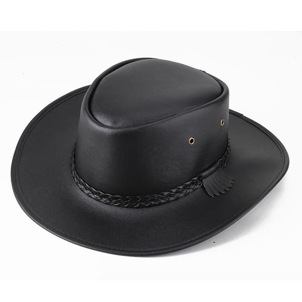 Sort Jungle Bulle Læderhat, Western Hat, Australsk Hat, Cowboy Hat