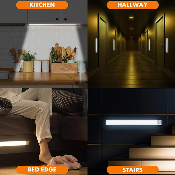 USB Genopladelig LED Køkken Underskabslampe, 2500mAh 40cm Dæmpbar Skabslampe Bevægelsessensor LED Bar Trådløs Genopladelig Batteridrevet PIR
