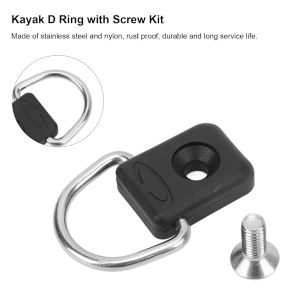 Kajak D-ring fiske repklämma med skruvsats Kajakdäck fiskeriggningstillbehör