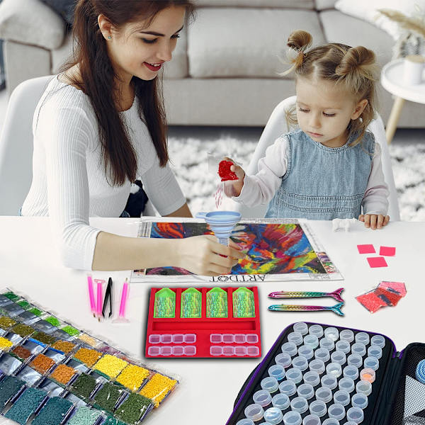 Diamantmålning Tillbehör Bricka Organizer för Vuxna, Multi-Båt Hållare för Bricka Fyrkantig Pärlförvaring Behållare, Diamantmålning Verktygssatser