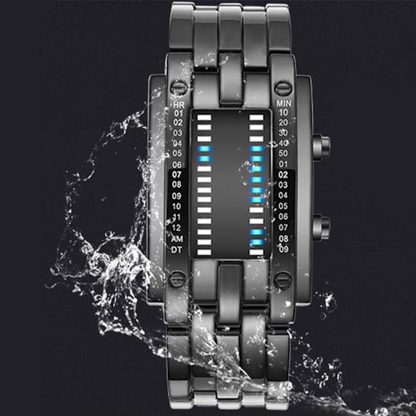 Binär matris blå LED digitalklocka män kvinnor Cklassisk fashionabel framtidsteknologi binär klocka