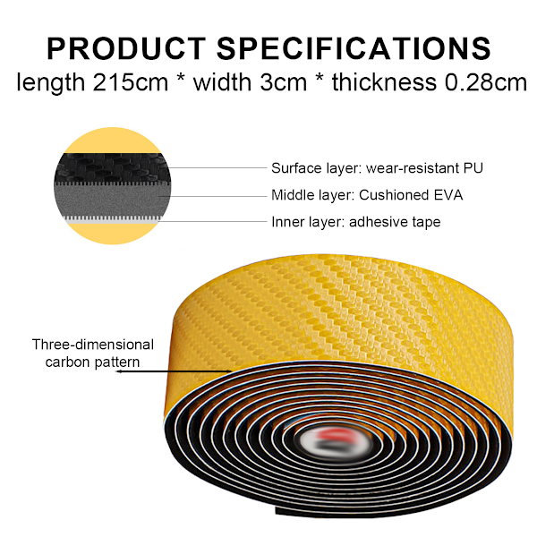 Cykelstyrbånd, racerstyrbånd, styrbånd 2 ruller med tilbehør, til racercykler og cykling