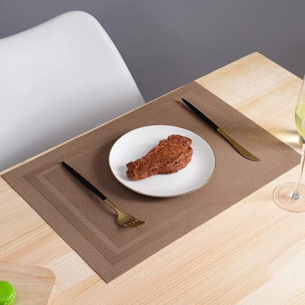 Placemats med bakke, skridsikker, vaskbar, PVC bordmåtte, rivefast, varmebestandig, måtte