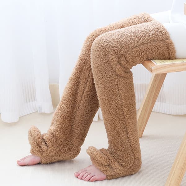 Dame Plyssede Overknæstrømper Fluffy Vinter Varme Strømper Teddy Fleece Overknæstrømper Bløde Knæstrømper til Efterår Vinter Hjemmesokker Vinterstrømper