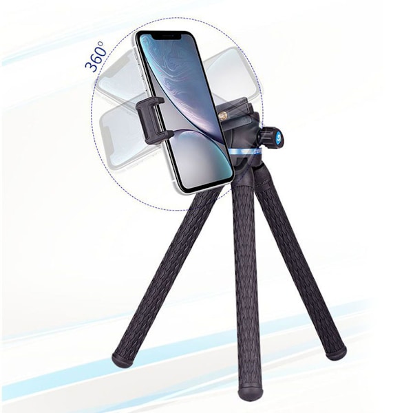 Telefon Tripod, Fleksibelt Mobiltelefonstativ Bærbart Justerbart Holder med Universal Klips 360° Kugleled Kompatibel med iPhone/Android/DSLR/GoPro