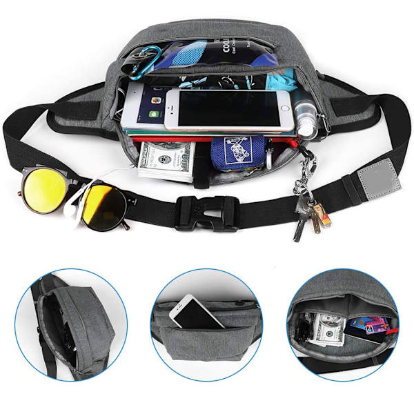 Magemaske for menn og kvinner, stor: belteveske midjeveske sportsbelteveske mobil vanntett hofteveske utendørs hunder hofte midje nylon jobb festival fanny pack