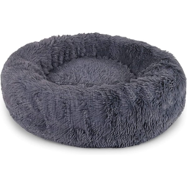 Hundbädd, Kattsäng, Rund Donut Soffa för Små Hundar, Kattkudde, Husdjur Lugn Plyschsäng, Inomhus Fluffig Bekväm Söt Konstgjord Päls