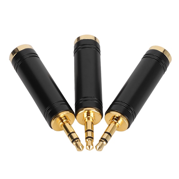 3 stk. Stereo Metal Audio Adapter 3,5 mm Han til 6,5 mm Hun Stik til Mobiltelefon PC Sort