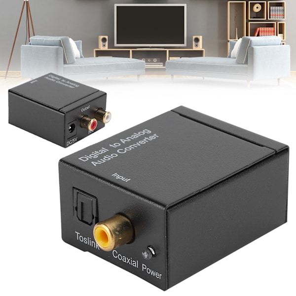 Digital Optisk Fiber til Analog Lydkonverter Plast Sort Toslink USB Kabel Maskine