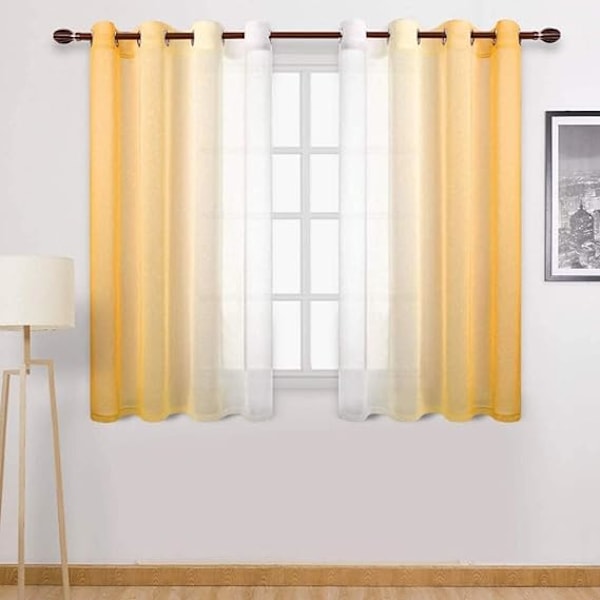 Fönstergardiner Topp Semi Sheers Semi Voile Gradient Grommet Topp Gardiner för Sovrum och Vardagsrum, 1 st paneler