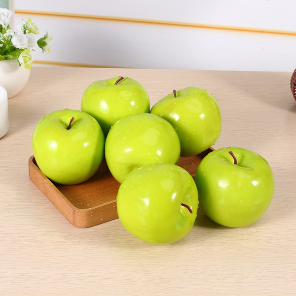 6 st konstgjorda gröna äpplen frukt simulering naturtrogen kök display hem mat dekorativ