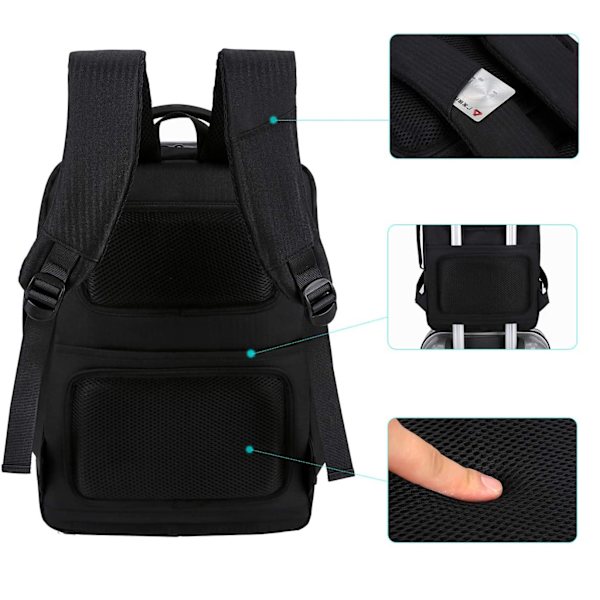 Affärsryggsäck för bärbar dator, vattentät ryggsäck för anteckningsblock, 15,6 tum skolryggsäck med USB-laddningsport, casual affärsdagryggsäck reseryggsäck för