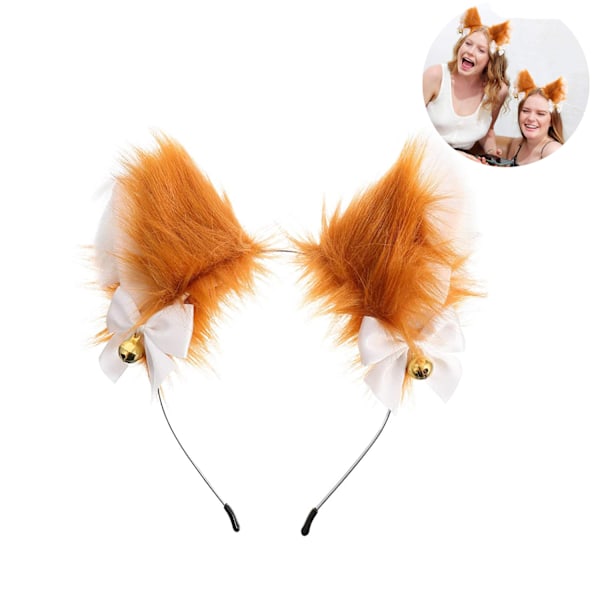 Rävöronpannband Plysch Anime Djurpannband Cosplay Päls Kattöronpannband Festdräkt Hårtillbehör för Barn och Vuxna