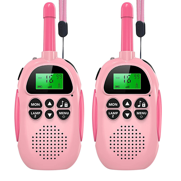 2-pack walkie-talkies för barn, uppladdningsbara - Barnens julklapp eller födelsedagspresent med ficklampa, för utomhusbruk, camping, vandring