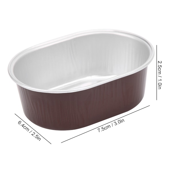 10 stk. engangs ovalformet aluminiumsfolie kagebageform med låg køkkentilbehør (kaffefarve)
