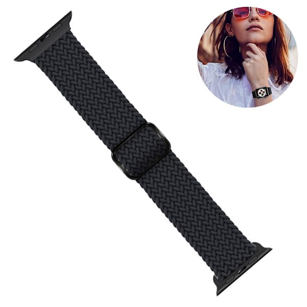 Strækbar rem kompatibel med Apple Watch-bånd, justerbar strækbar flettet elastisk vævet nylon til kvinder og mænd til iWatch-serier