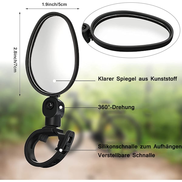 2 st Cykel Spegel 360 Grader Justerbar Svängbar Styrspegel Vidvinkel Cykel Spegel Cykel Backspegel Stötsäker Akryl