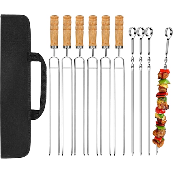 Grillspyd i rustfritt stål Kebabspyd Grillspydsett Gjenbrukbare U-formede Grillspyd 40cm (10 stk)