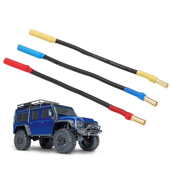 3 stk. 4 mm bananpluggforlengelseskabel 13 cm lengde varmebestandig bananpluggkontakt forlengelseskabelledning for båter