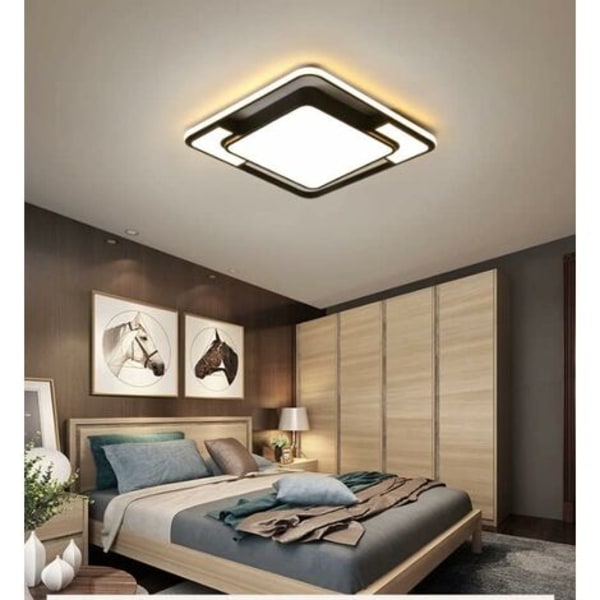 LED Plafondlampe, Diameter 52CM Moderne Firkantet LED Taklampe, 48W Kontinuerlig Dimbar Taklampe med Fjernkontroll for Stue