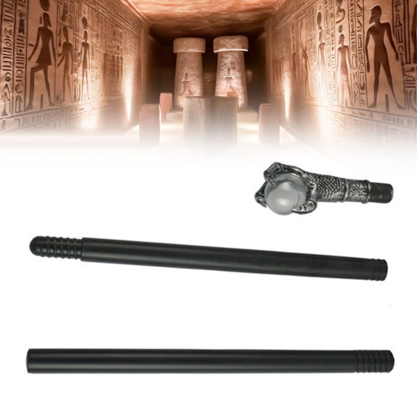 Mystisk Farao-Tillbehör Antik Egyptisk Stil Stavscepter Kostymtillbehör Rekvisita för Halloween Klä Upp Fester Silverklo