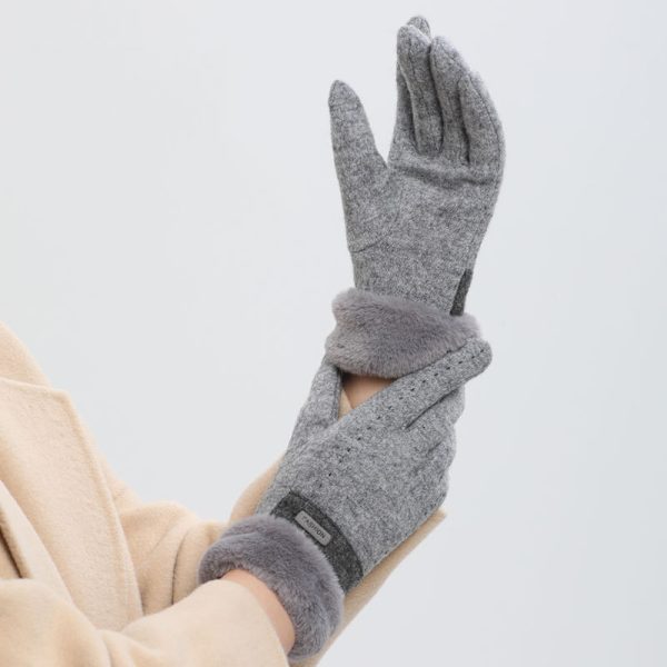 Dame vinter varme touchscreen handsker med fleeceforede strikkede vinterhandsker til koldt vejr