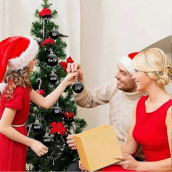 Svorne Julekuglepakke - 12 stk., 2024 Sjove Julepynt Julekugler