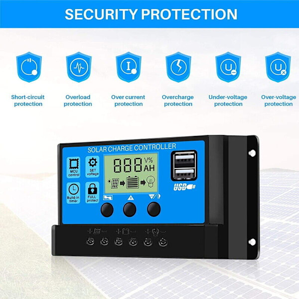 12V-24V MPPT Solar Oplader Controller Panel Regulator Daul USB Digital LCD