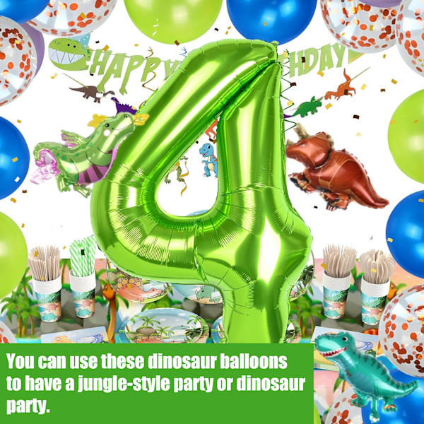 40 tommer Grøn Nummer Ballon, Nummer 4 Dinosaur Ballon, Stor Folie Ballon Nummer, Grønne Dinosaur Balloner Til Fødselsdagsfest, Jubilæumstema