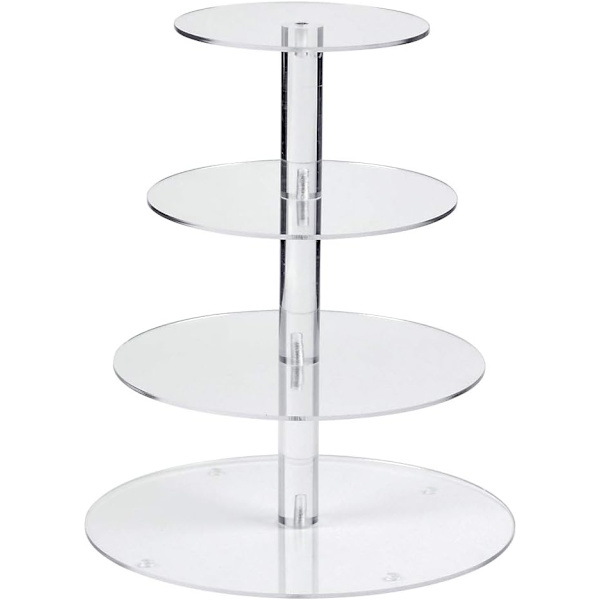 Cupcake Stand, 4-lags kageopsats, Rund akrylstander til bryllup, fest, fødselsdag, babyshower og kagedesserter