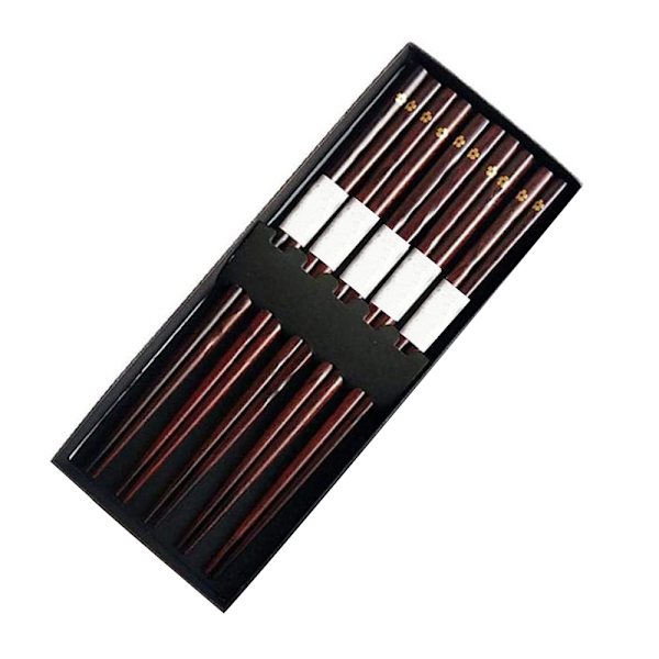 5 par Genanvendelige Opvaskemaskine Sikre Træ Chopsticks Sæt Chopsticks Skridsikre Naturlige Træ Chop Sticks