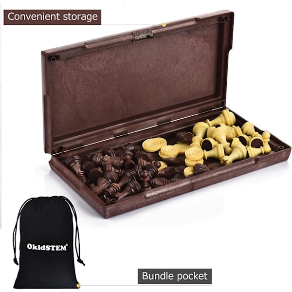 2 i 1 magnetiska schackset med schackbräde och hopfällbar reseschackbräde för barn och vuxna--