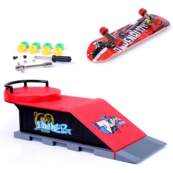 2 Set Mini Finger Skateboard och Ramp Tillbehör Set