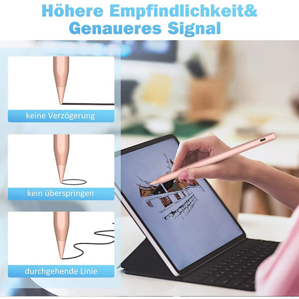 Mixoo Stylus Pen til iPad Aktiv Stylus Pen til Touchscreen Genopladelig Tablet Pen med To 1,2mm Spidser, Kompatibel med