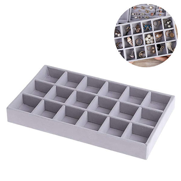 Handgjorda sammets smyckesbrickor stapelbara ringar örhängen armband arrangör förvaringsbricka (12/18/24 fack)