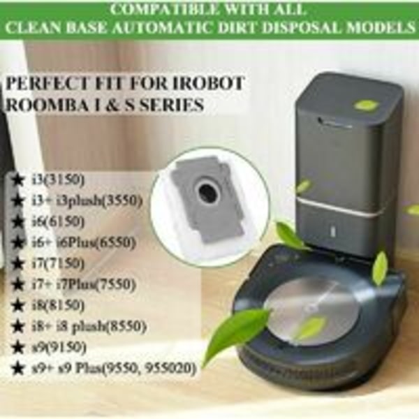 3 stk. Støvsugerposer Automatiske støvposer for Irobot Roomba I7 I7+/Plus (7550) I3+ (3550) I6+ (6550) I8+ (8550) S9+ (9550) I & S-serien