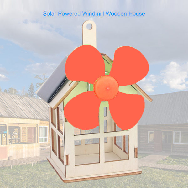 Solcells vindkraftverk trä hus DIY barn barn vetenskap pedagogiskt experiment leksak