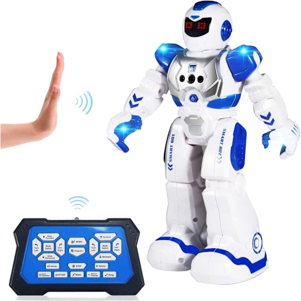Fjernstyret robot til børn, smart programmerbar RC-robotlegetøj med gestuskontrol, LED-øjne og musik, bedste jule- og fødselsdagsgaver til børn