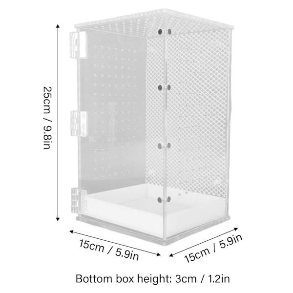 Reptil Terrarium Tank Akryl Høytransparent Klar Habitat Tank for Leopard Gekko Slange Frosk L