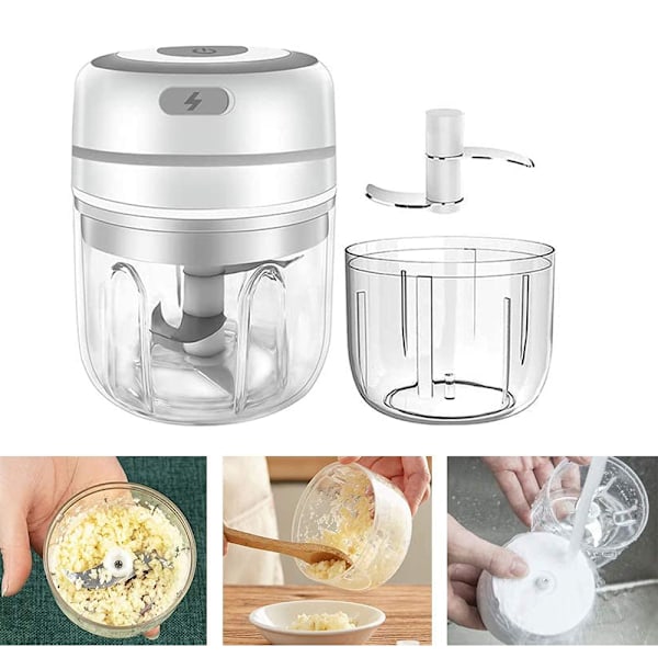 Elektrisk hvidløgshakker, Mini bærbar trådløs foodprocessor, Hvidløgspresser Hakker Knuser, Lille madkværn til at hakke løg og kød